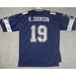 VTG Reebok Jersey Keyshawn Johnson #19 Dallas Cowboys Mens XL 52 Blue NFL See